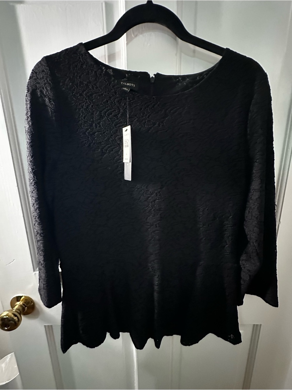 Talbots Black Lace Peplum Blouse